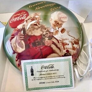 2001 Coca Cola Ltd. Ed. Santa Seasons Greetings Lighted Sign #0243 Out Of 1500